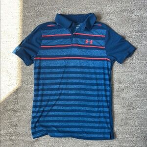 3/$15 Under Armour Blue and Orange Polo Shirt Short-Sleeved Knit